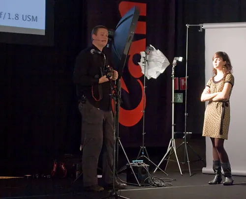 Bert on stage with his model Erika