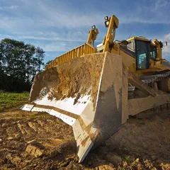 Dirty yellow bulldozer