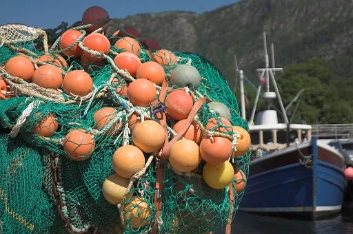 Fishing nets and fishing boat