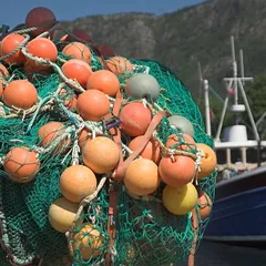 Fishing nets and fishing boat