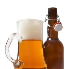 Full beer mug and bottle