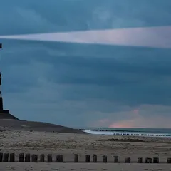 Lighthouse in the dusk (Vuurtoren Breskens lighthouse in the Netherlands)