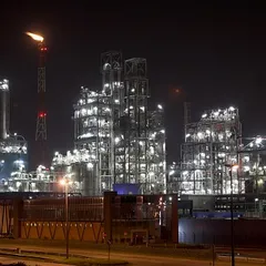 Petrochemical plant at night - Antwerp port