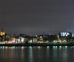 Night panoram of Cologne and river Rhine